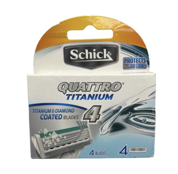 Schick Quattro Titanium Razor Blade Refills - 4 Cartridges for Men  